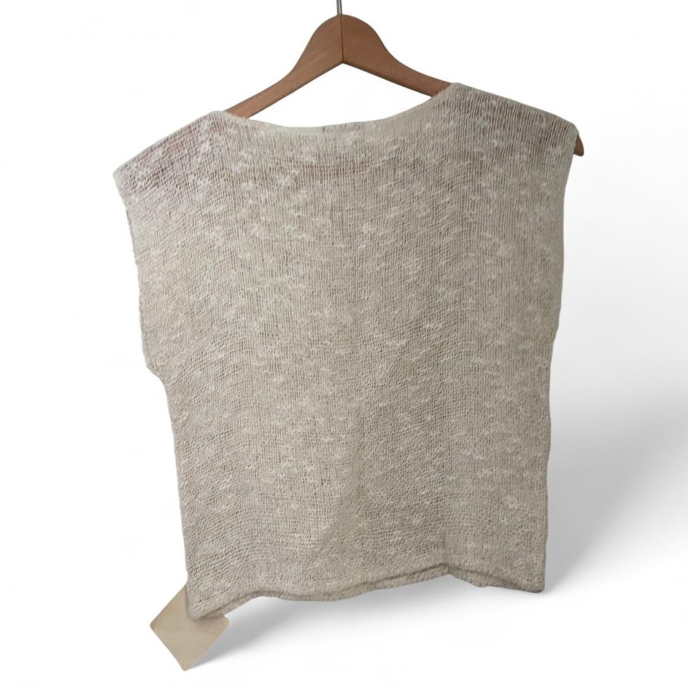 Vintage Women's S Handmade Natural Cream Woven 100% Cotton Sleeveless Top Vest - Picture 5 of 5